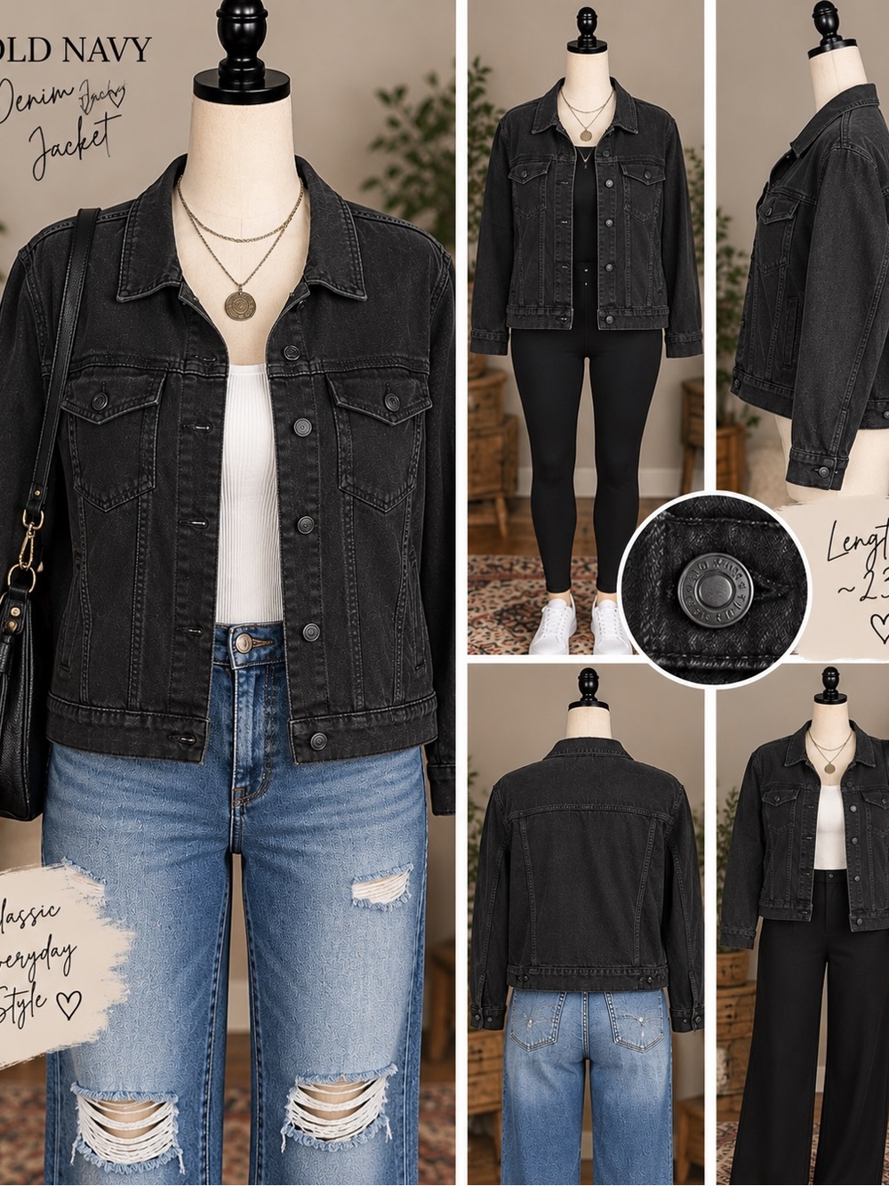 Old Navy Black Washed Denim Jacket